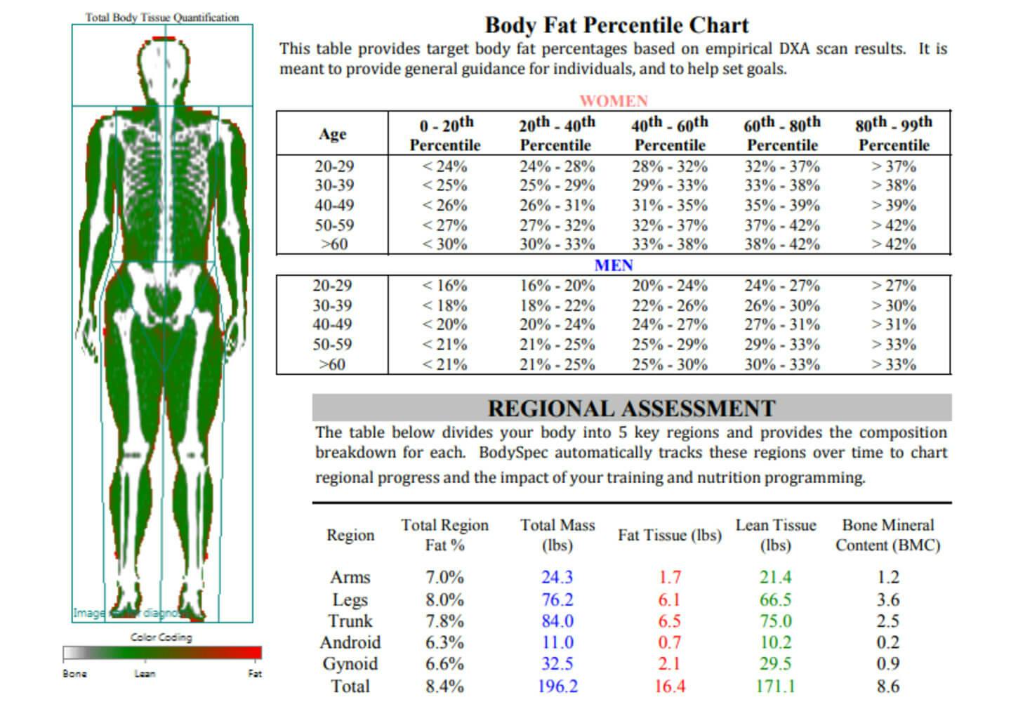 BodySpex Scale / Body Fat Percentage Chart